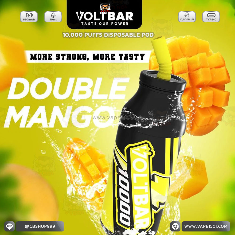 Double Mango พอตใช้แล้วทิ้ง Voltbar Disposable Pod 10,000 Puffs