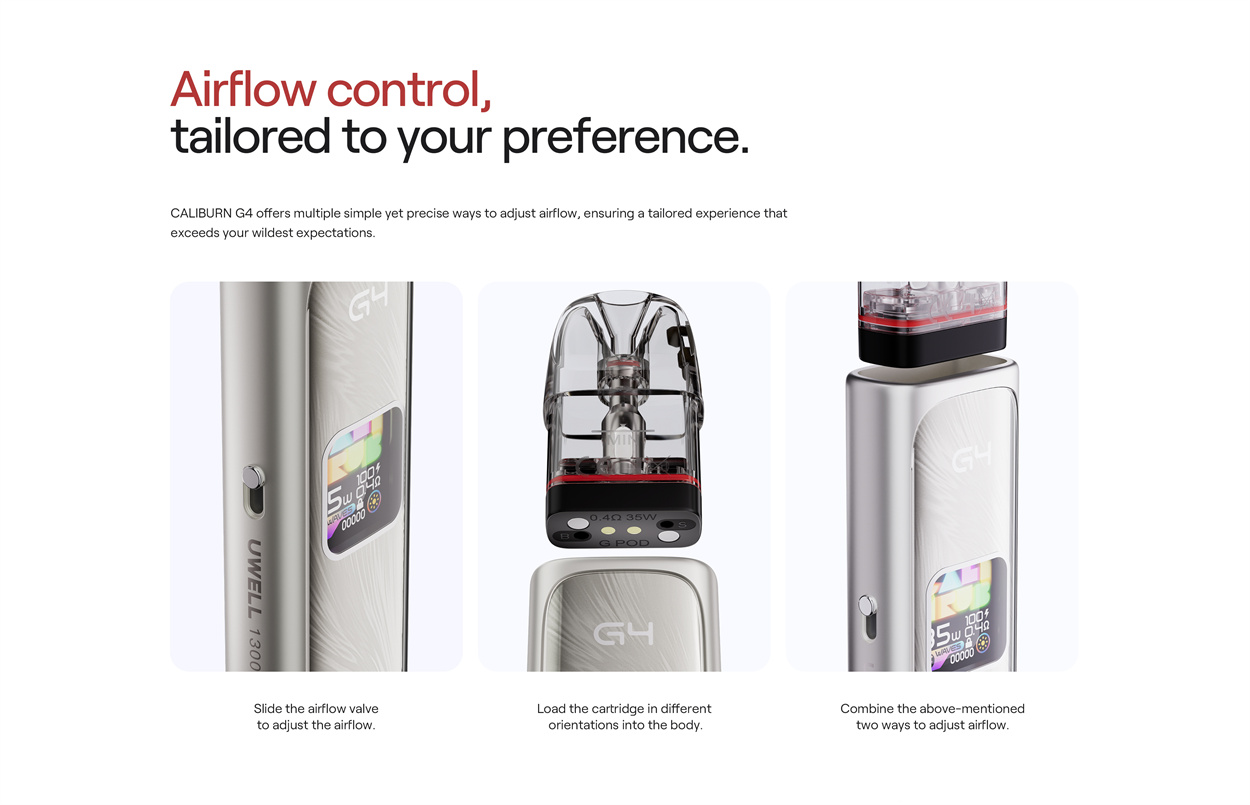 Uwell Caliburn G4 หน้าจอ
