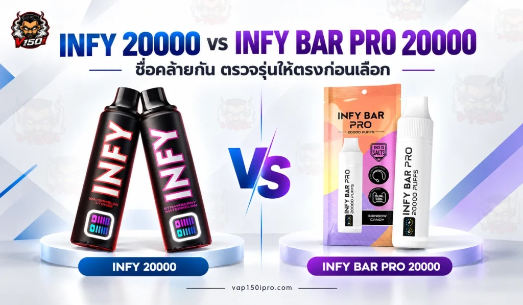 เปรียบเทียบตัวเครื่อง INFY 20000 กับ INFY BAR PRO 20000 เพื่อดูความต่างของสองรุ่น