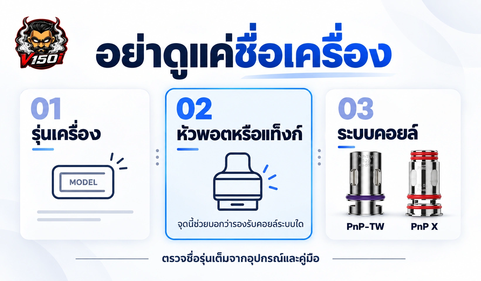 วิธีตรวจสามชั้นจากรุ่นเครื่องไปยังหัวพอตหรือแท็งก์และระบบคอยล์ PnP