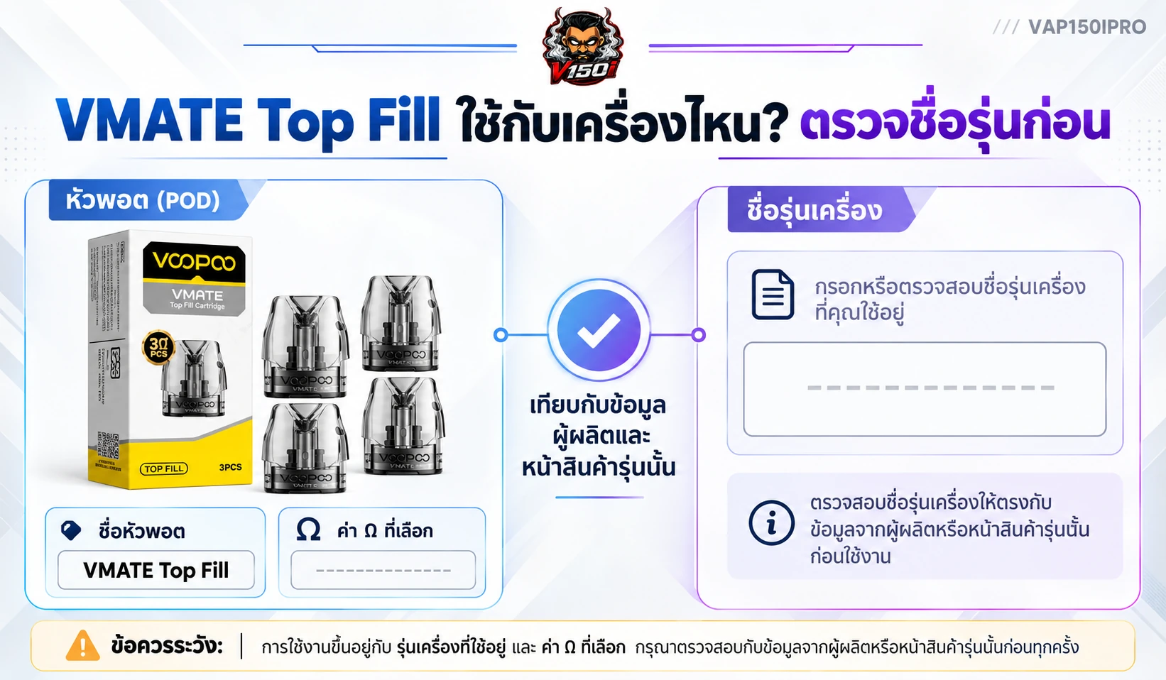 วิธีตรวจชื่อหัวพอต ค่าโอห์ม และรุ่นเครื่อง VOOPOO ก่อนเลือกใช้