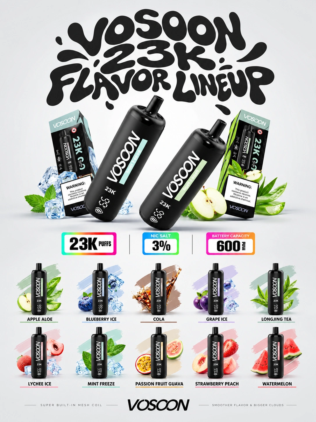 VOSOON 23K Flavor Lineup รวม 10 กลิ่น