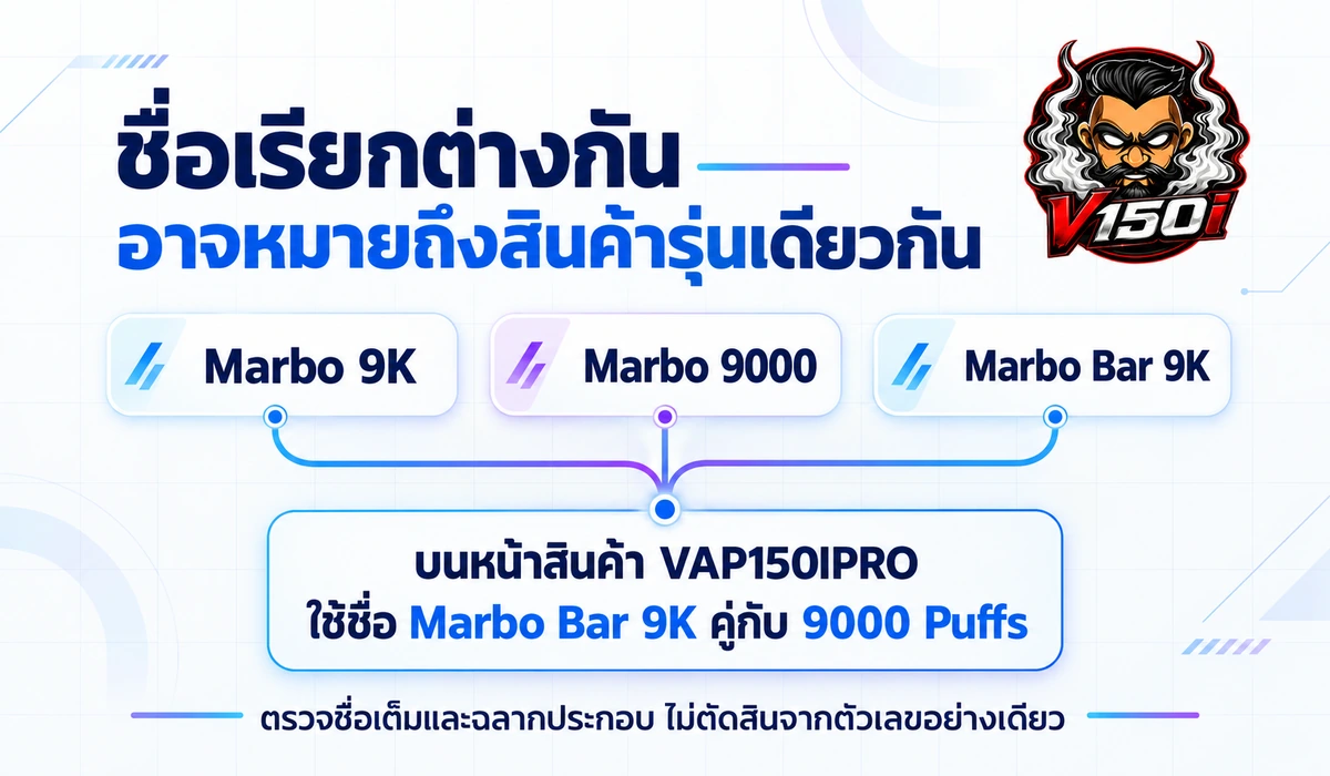 เปรียบเทียบชื่อ Marbo 9000 และ Marbo Bar 9K ในหน้าสินค้า