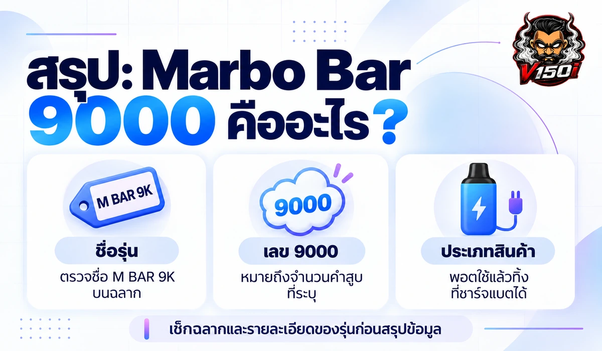 สรุป Marbo Bar 9000 ทั้งชื่อรุ่น เลข 9000 และประเภทสินค้า