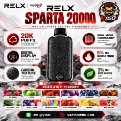 RELX SPARTA 20000 ภาพสรุปคุณสมบัติและข้อมูลจำเพาะของสินค้า